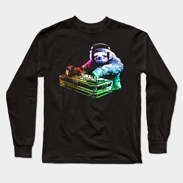 DJ Sloth Long Sleeve T-Shirt by robotface